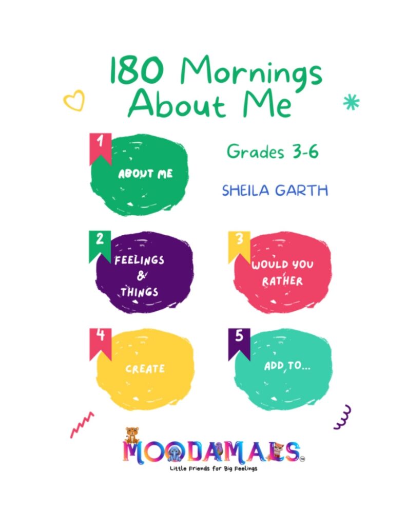180 Mornings About Me Grades 3-6 SEL morning work workbook cover by Sheila Garth